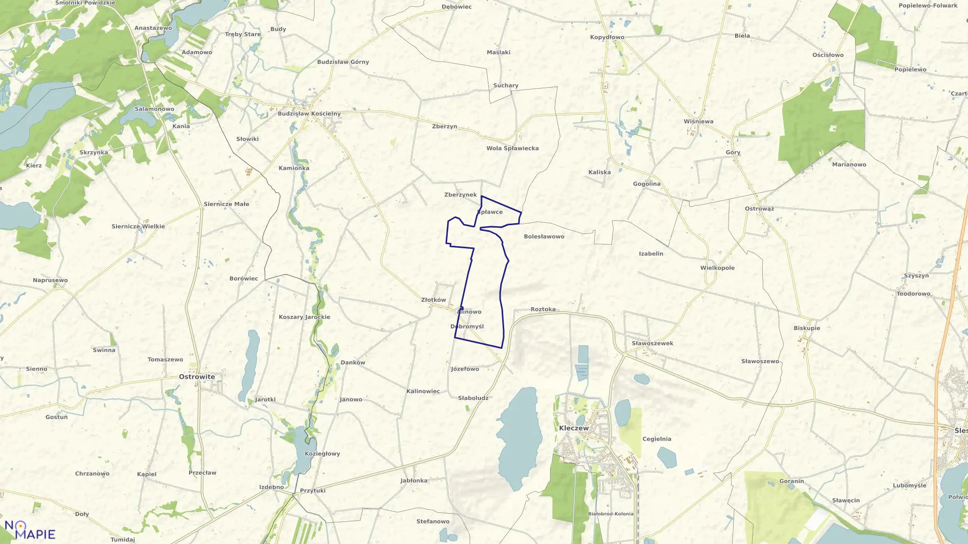 Mapa obrębu ALINOWO w gminie Kleczew