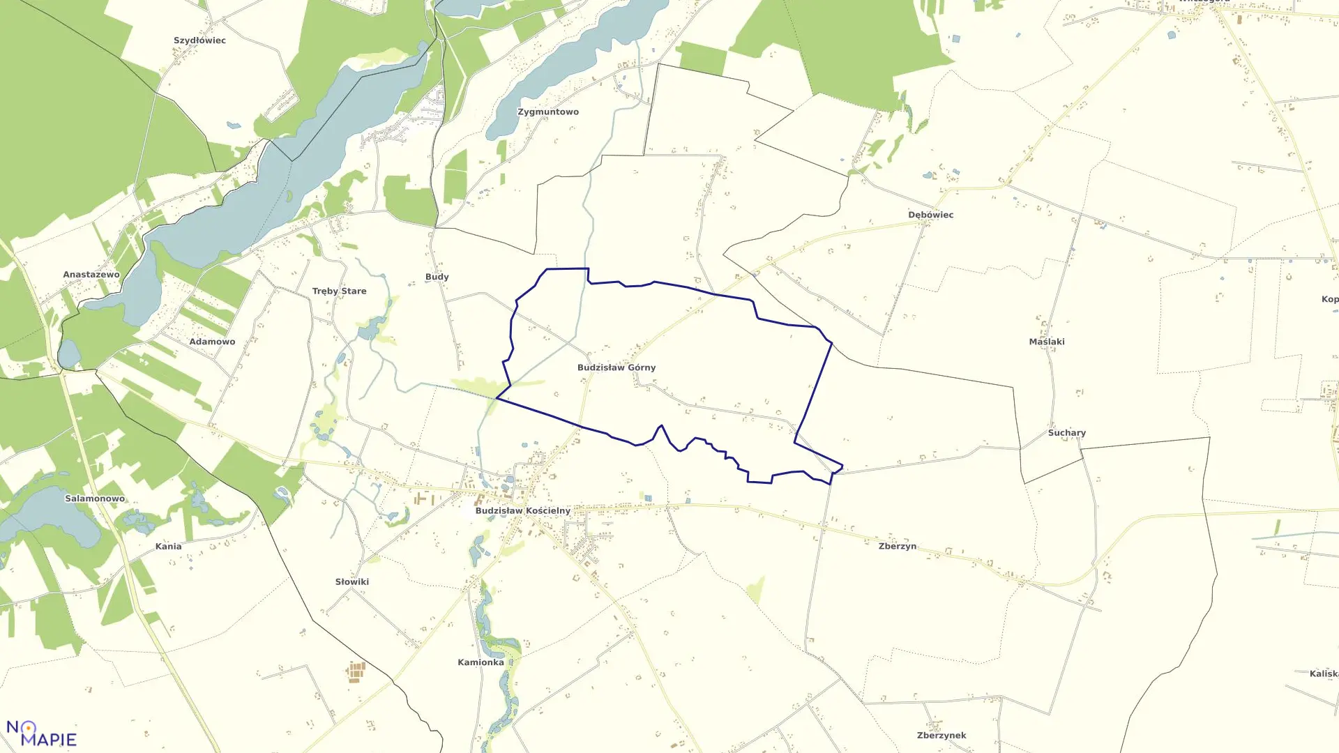 Mapa obrębu BUDZISŁAW GÓRNY w gminie Kleczew