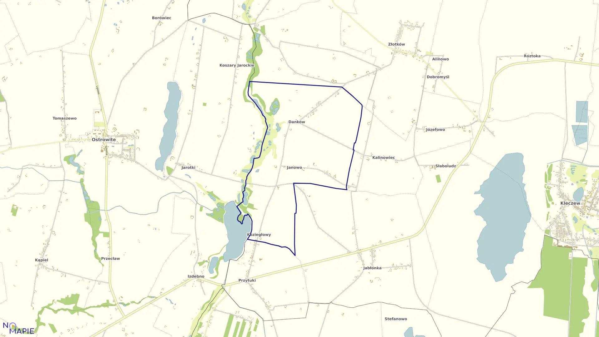 Mapa obrębu JANOWO w gminie Kleczew