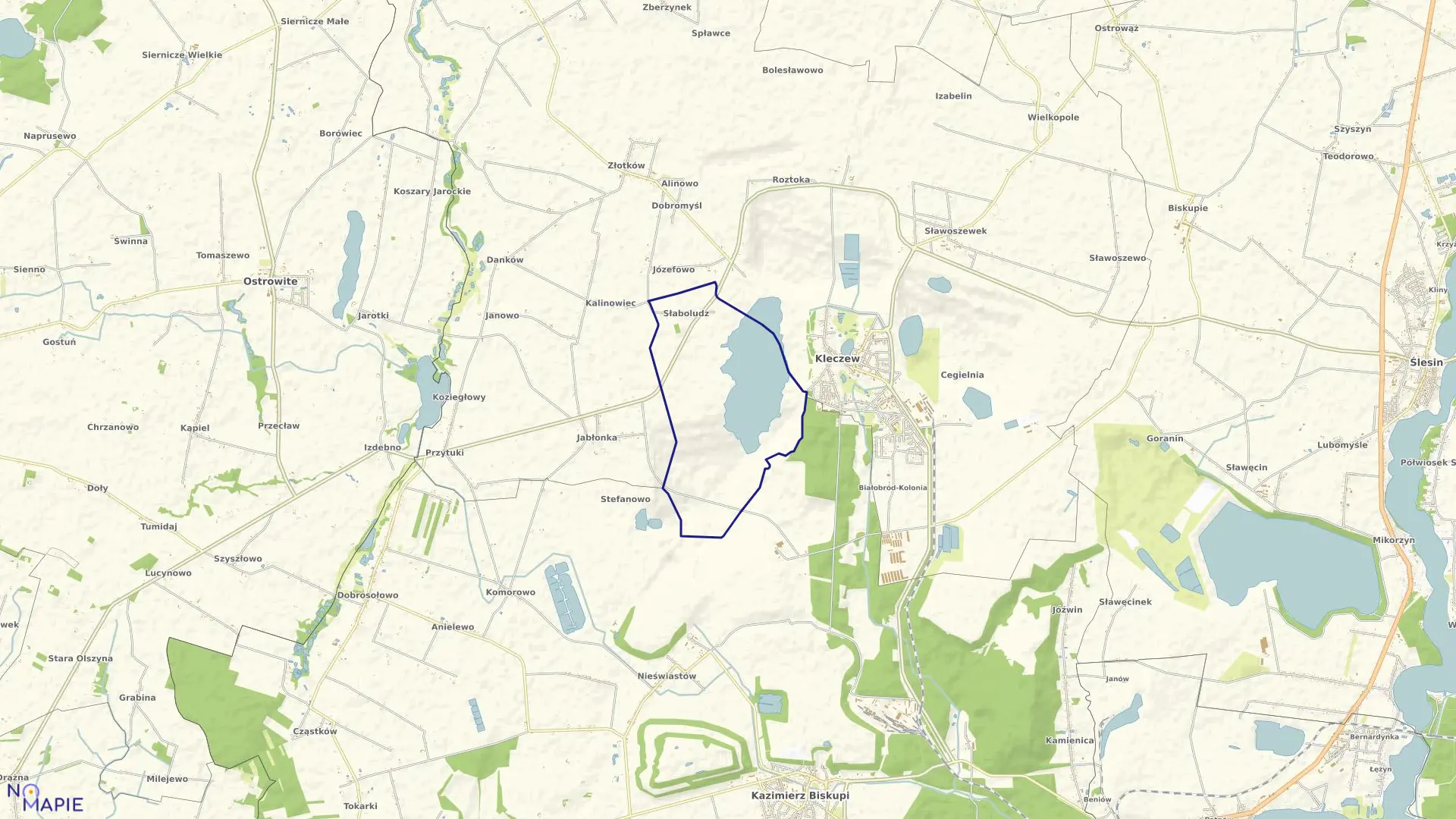 Mapa obrębu SŁABOLUDZ w gminie Kleczew